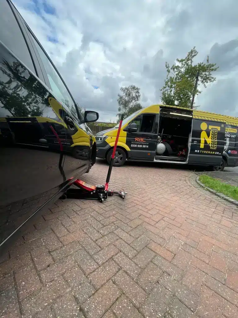 emergency mobile tyre fitting on a customer's driveway in Birmingham.